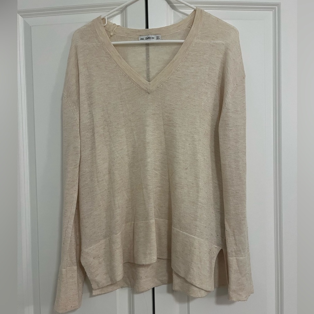 Zara Long Sleeved Shirt - Cream - Small